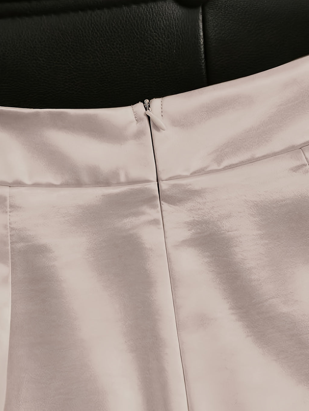 Women'S Fashion Commuter Satin Irregular Lace Bow Zipper Wide-Leg Long Pants - Apricot