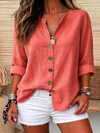 Women'S Solid Color Casual Fashion Daily Shirt ZLLZ - Red