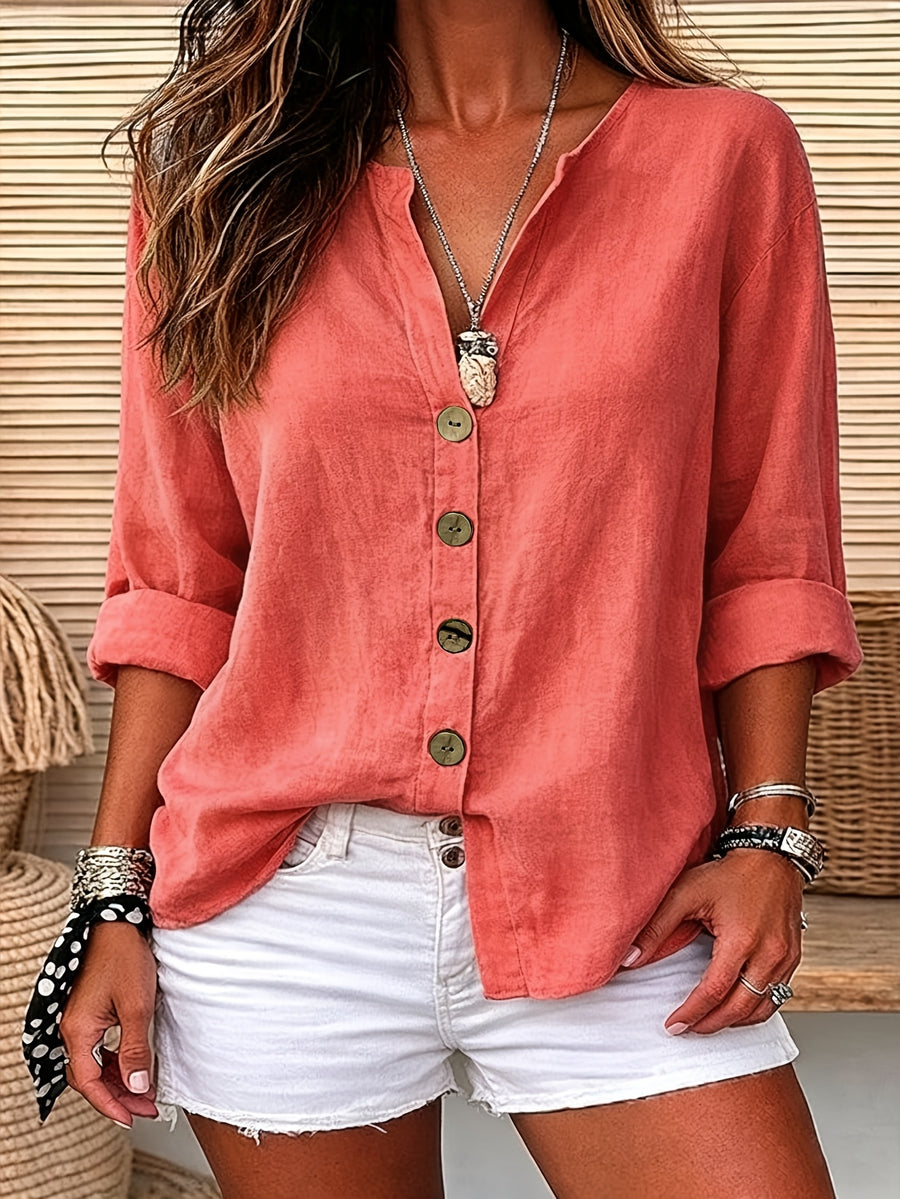 Women'S Solid Color Casual Fashion Daily Shirt ZLLZ - Red