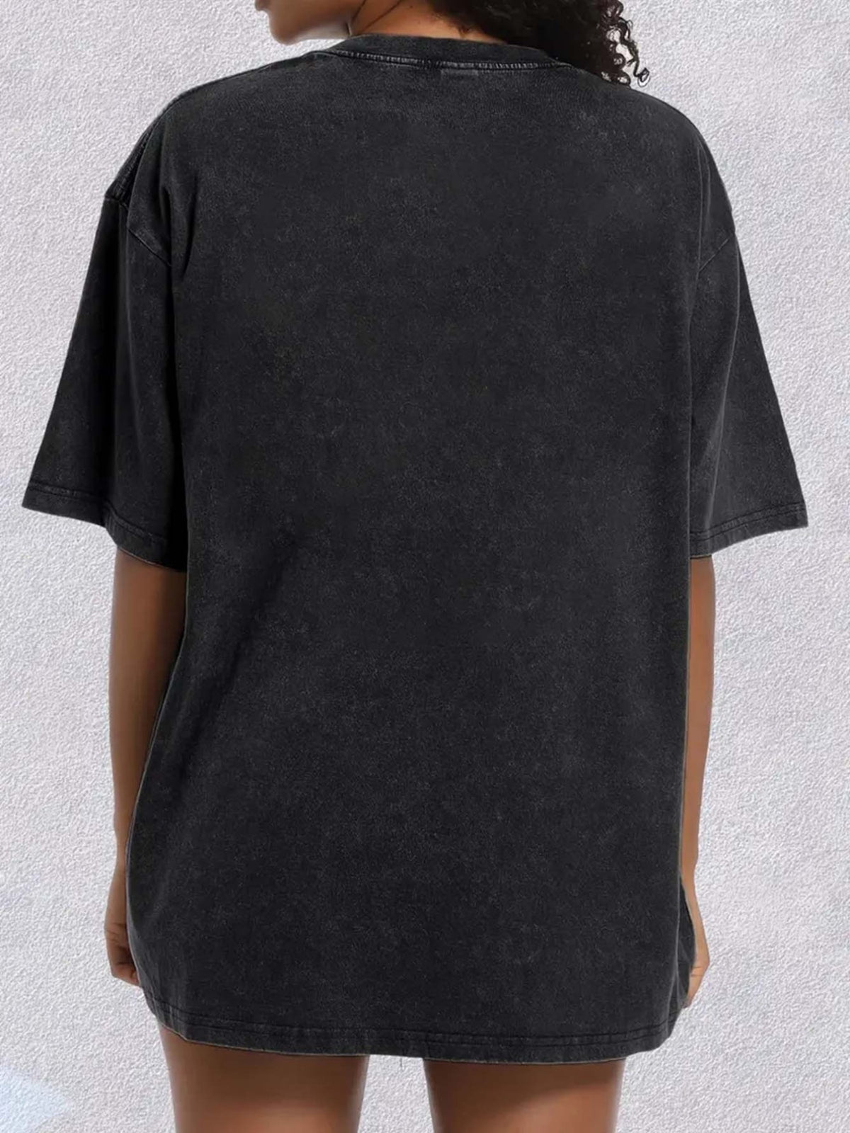 A Round-Neck Short-Sleeve Shirt Featuring a Trendy Faux-Embroidered Bear Design, with a Vintage Loose Fit And Washed-Out Style. Made from A, It Offers Slight Stretch And Breathability, Making It a Perfect Gift for Women'S Daily Commuting - Deep Grey