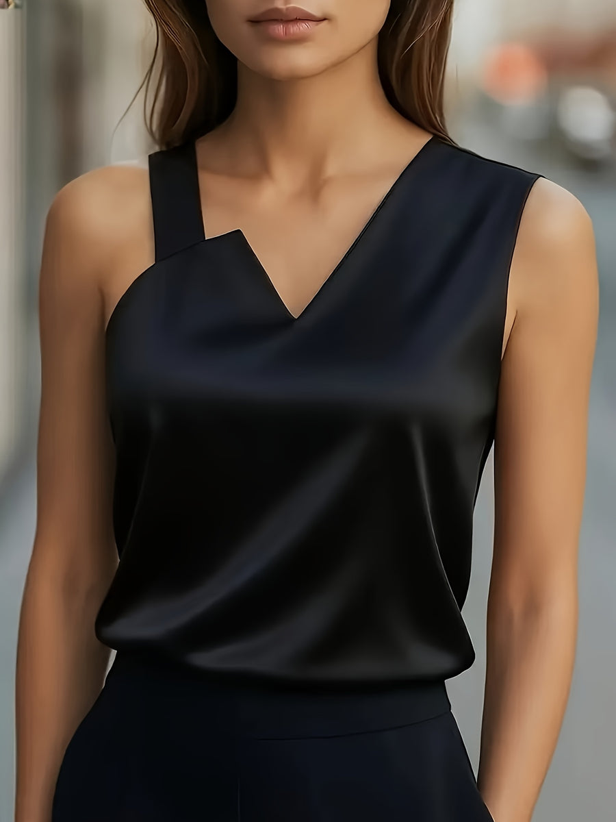 Women'S Irregular Strap Cami Top - Black