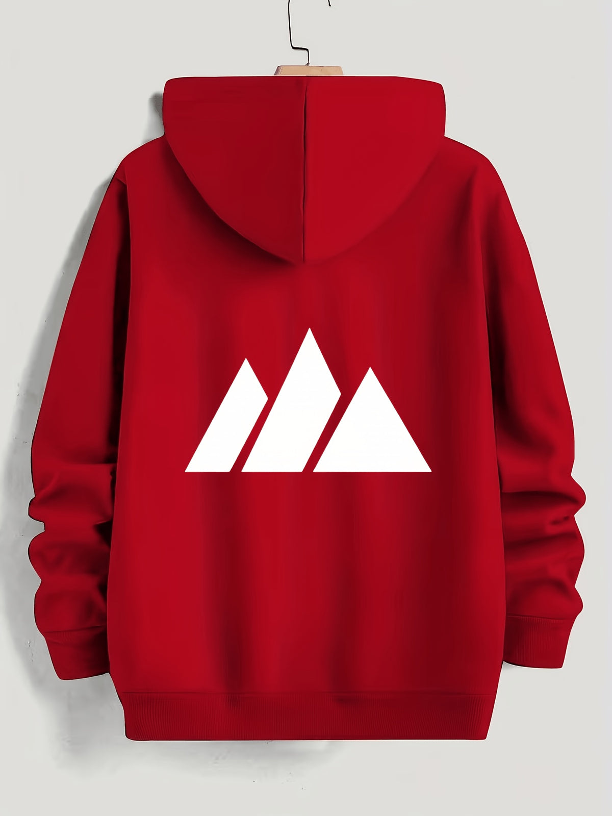 Men'S Hoodie Geometric Mountain Print Pullover Hooded Long Sleeve Oversized Fit Casual Streetwear Daily Comfortable Fall Winter Factory Direct Shipping - Red