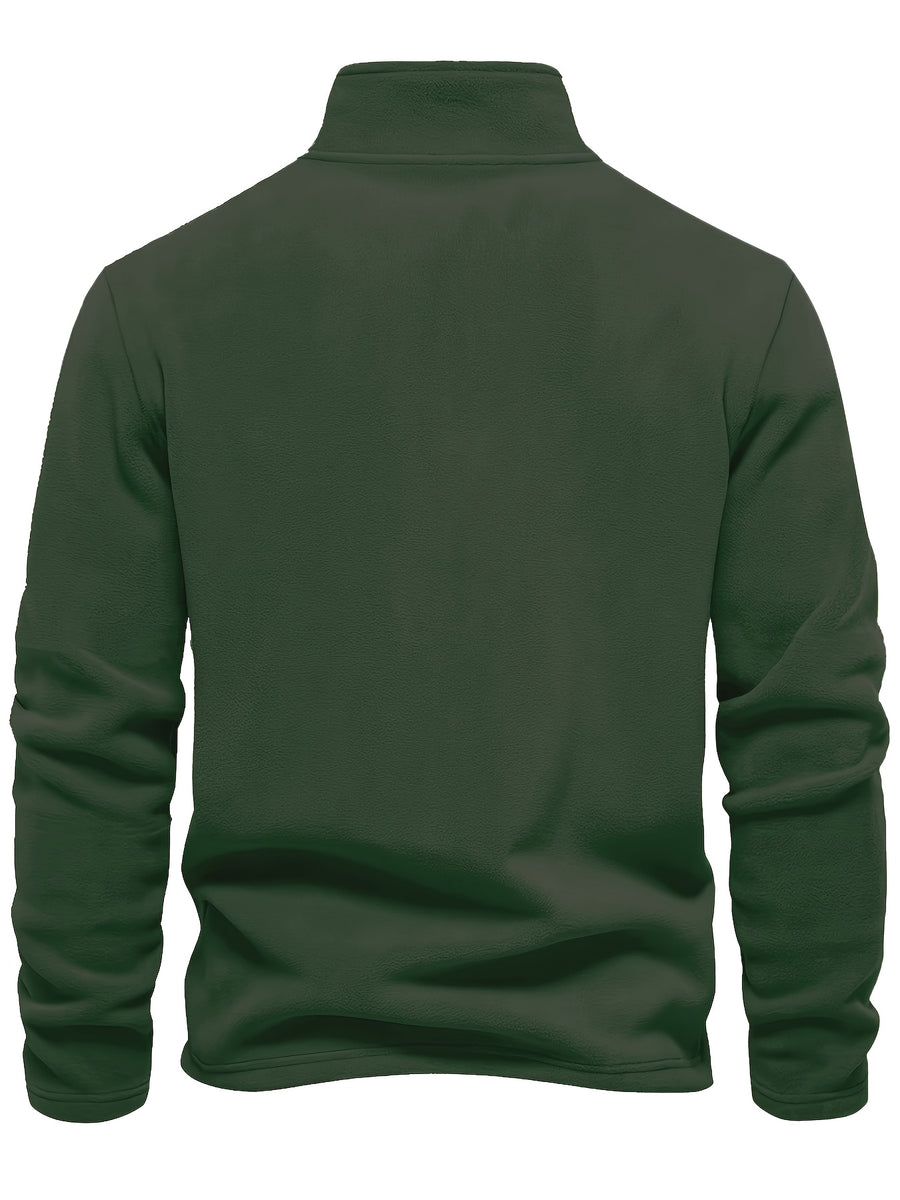 Men'S Winter Base Layer Outer Wear Comfortable Fleece Warm Stand-Up Collar Long Sleeve Sweatshirt 5pcs Set - Dark green + dark green + dark green + dark green + dark green