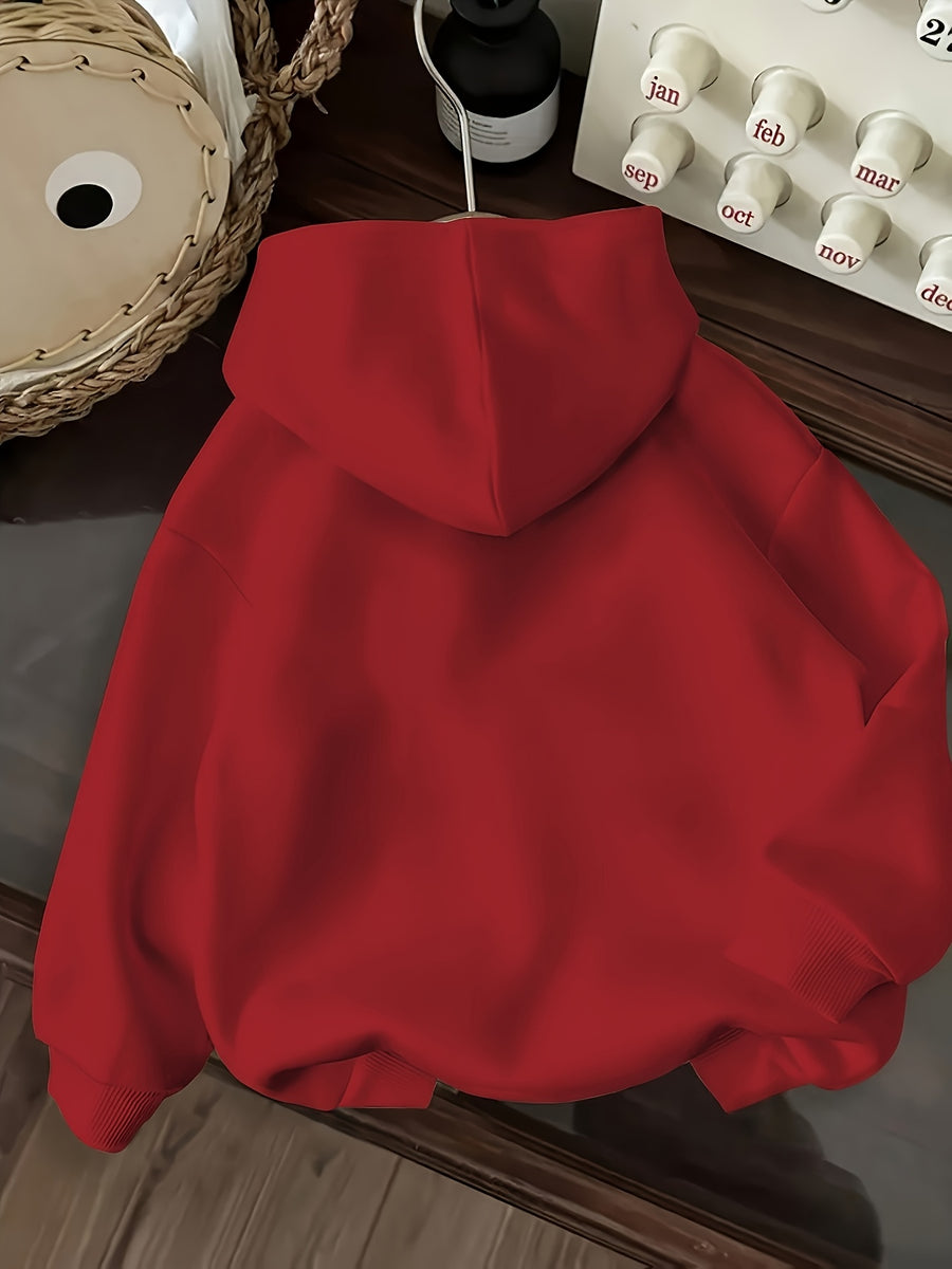 RUEPEI A Women'S Comfortable Thickened Fleece Hoodie, Machine Washable - Suitable for And Casual Wear, Ideal for Hoodies - Red