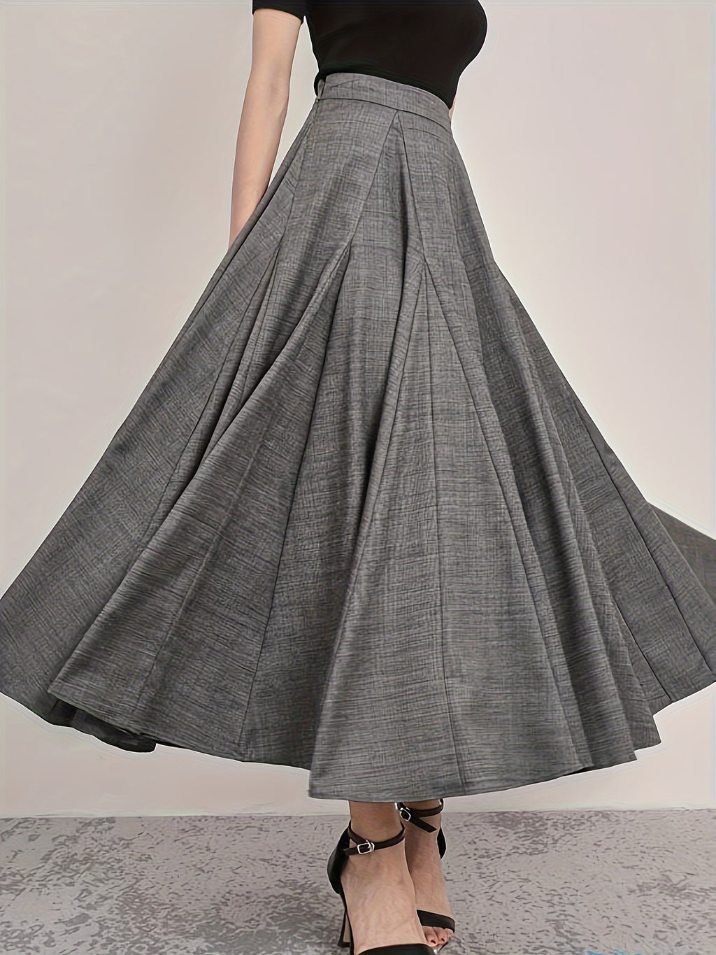 Fashion High-Waisted Women's Skirt - Dark Gray