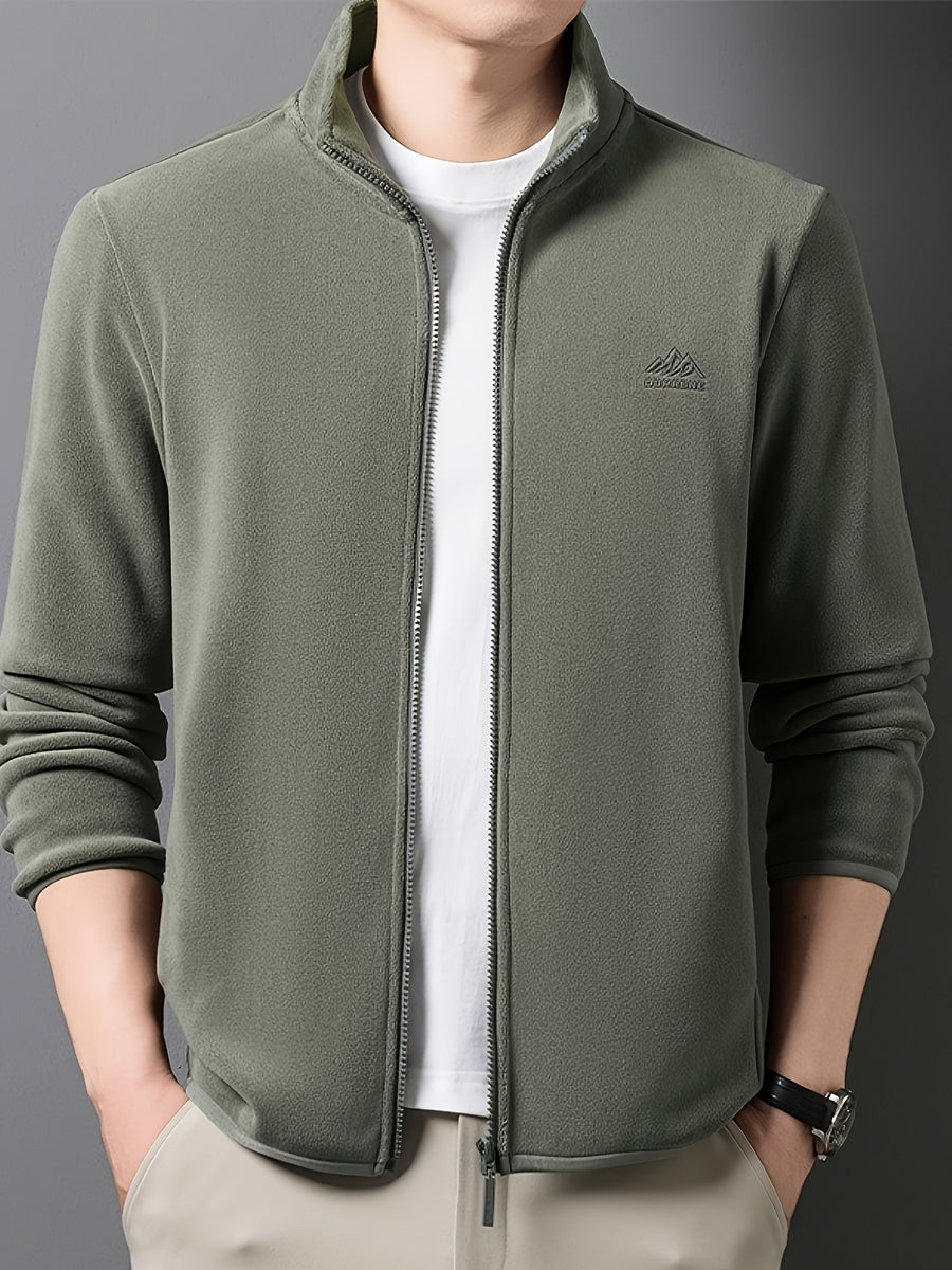 Winter New Men'S Long Zipper Fashion Versatile, Fleece Fabric Comfortable And Soft - Green