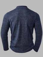 Easy Urban Style Multicolor Knit Textured Fabric Men'S V-Neck Long Sleeve Pullover Top, Solid Color Slim Fit And Ribbed Collar Design, Suitable for Daily Commute, Business Casual, Layering And Autumn Winter Wear - Royal Blue