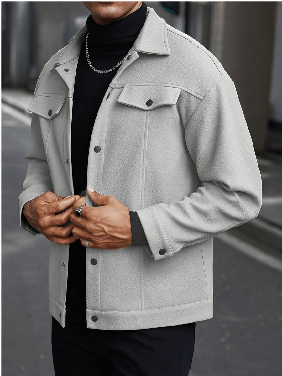 Men's Fashion Casual Jacket, Classic Simple and Comfortable Outfit, Men's Casual Wear, Men's Outerwear for Daily Wear, Men's Outfit, Valentine's Day Gift for Men, Autumn Transitional Layers - Grey
