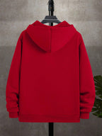 95% Polyester 5% Spandex, Men's Casual Pocket Zipper Drawstring Hooded Sweatshirt, Chest Placement Patch Embroidery, 240g Global All-Season Base Layer, Factory-Made for Men's Comfort, High Quality, High Fit Rate, Casual Sportswear - Red
