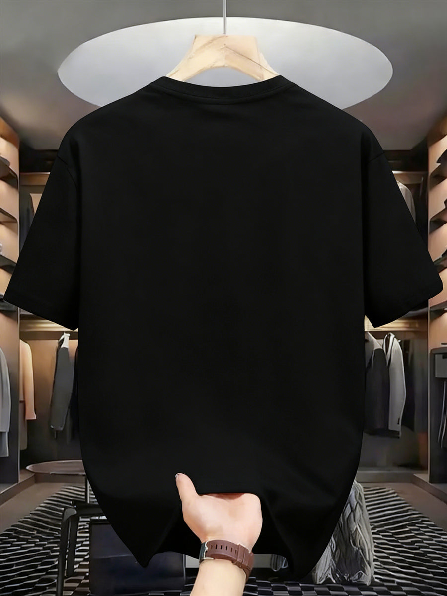 Men's New 100% Cotton T-Shirt with MINIMAL Print, Comfortable, Soft, and Breathable for Summer Casual Daily Wear - Black