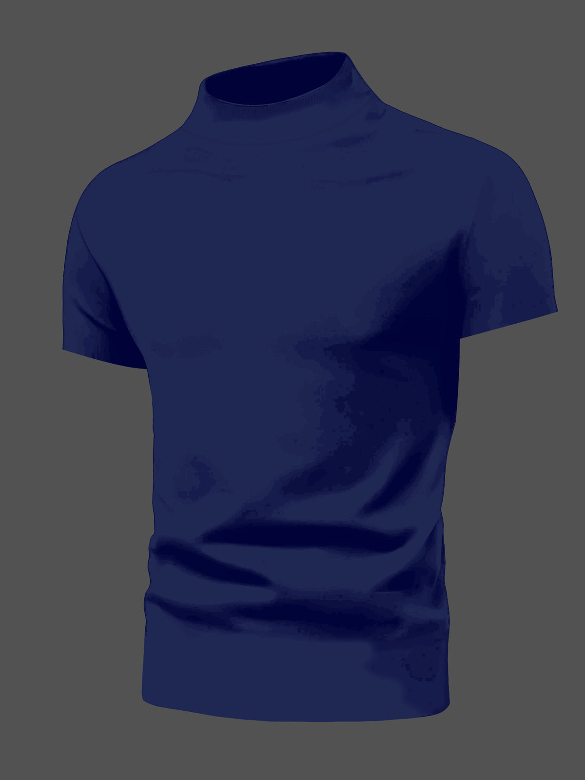 Men's Solid Color Casual Comfortable Mid-Neck Short-Sleeve T-Shirt for Spring, Summer, and Autumn, Suitable for Casual Outings, Holidays, Daily Wear, and Other Occasions, Versatile Base Layer Tee, 100% Polyester, Machine Washable, Not Dry Cleanable. - Royal Blue