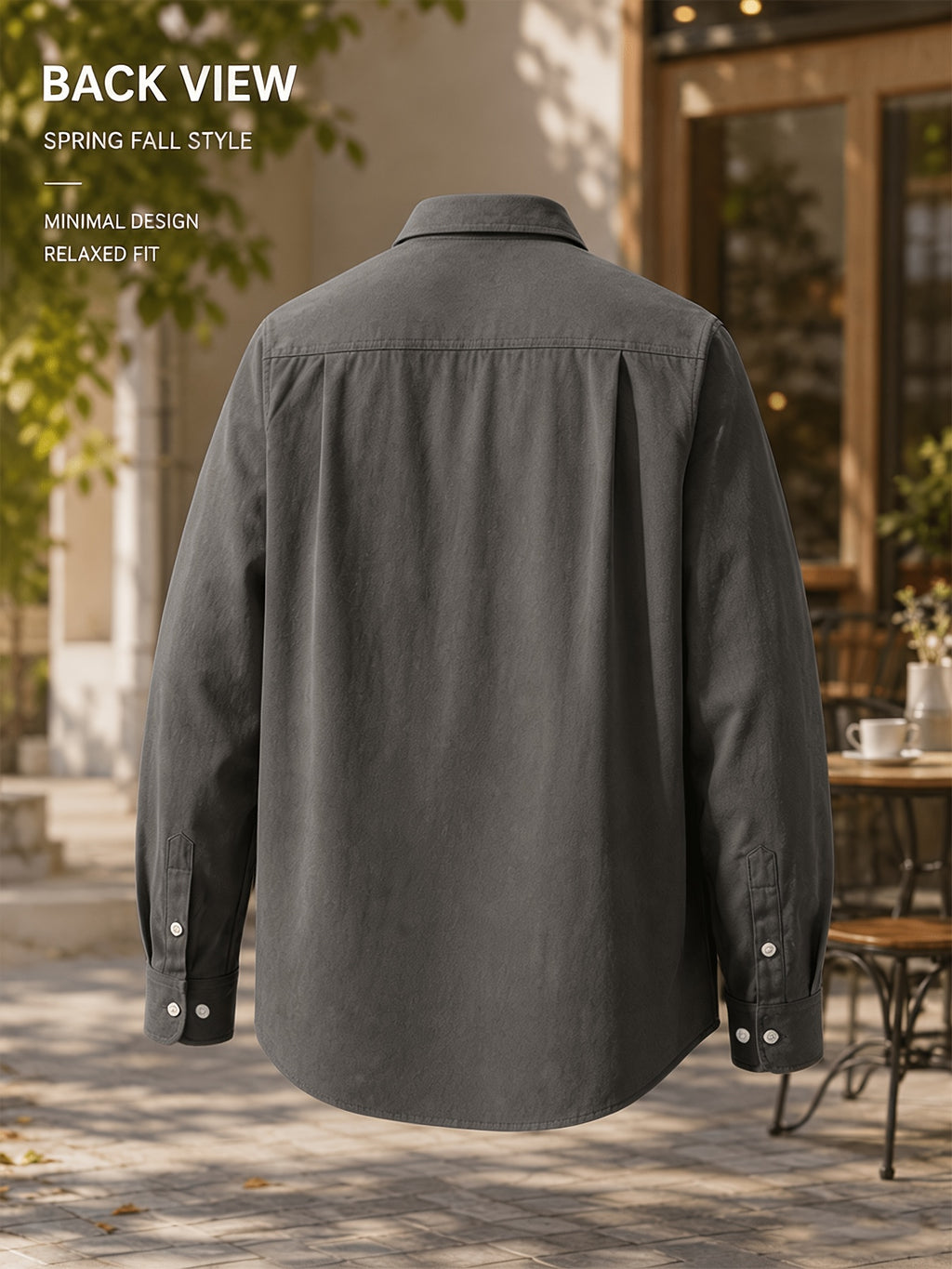 Men'S Spring Autumn Casual Long Sleeve Shirt Jacket, Classic Lapel Neat And Stylish, Triangle Pocket Chest Bag for Storage And Texture Detail, Loose Fit Comfortable Unrestricted, Skin-Friendly Stiff Fabric Supports Layering Inside And Out - Dark Gray