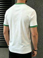 [Printed Design – Not Textured] Polyester, Spandex, Men's Knit Color-Block Round Neck Short-Sleeve T-Shirt, Summer Global All-Season Base Layer, Factory-Made Men's Comfortable High Fit Rate Casual Sports Contrast Patchwork Top - Mixed Color1