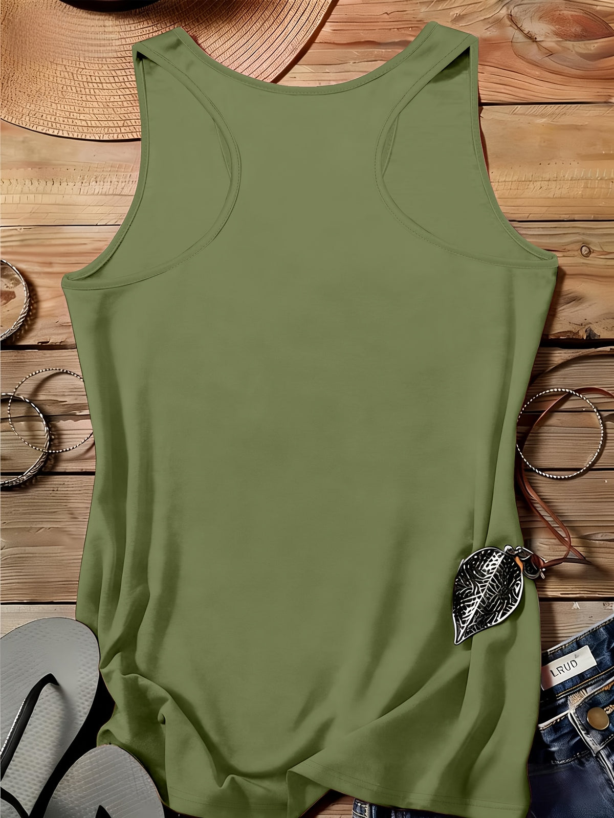 Arabic Numeral & '30' Letter Print Vest - All-Over Base Layer Suitable for Travel,, Outdoor | Machine Washable Sleeveless Top with Number | Casual Round Neck Wear for Streetwear and Year-Round Use - Green