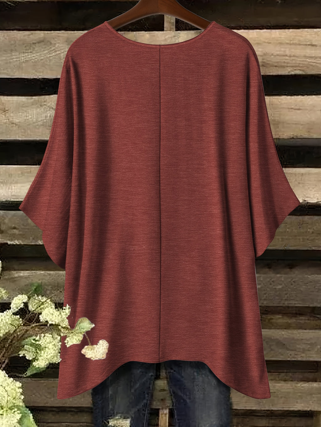 Plus Size - Plus Size - Fashionable New Polo with Buttons, Women'S Plus Size Short Sleeve T-Shirt, Unique Short Sleeves, Stylish Casual Women'S Wear, Loose Fit Clothing, Additions Not Included - Brick Red