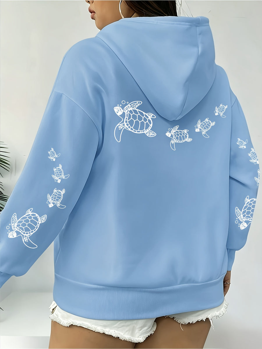 Los Angeles Letter Print Drawstring Hoodie, Casual Long Sleeve Pocket Sweatshirt, Women's Clothing - Sky Blue