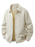 Corduroy Spring/Autumn Men's Outerwear, Business Style Casual Men's Single Jacket, Loose Lapel Jacket Coat - Beige