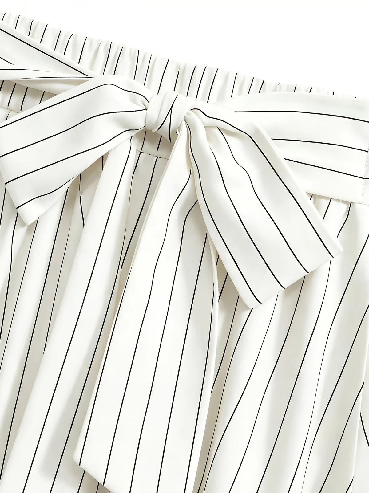 Women's High-waist Striped Bow Elegant Dress, Suitable for Vacations, Parties, Birthdays, Wedding Guests, Easter, Carnivals, Christmas, Holiday Celebrations, Casual Wear, Commuting, and Social Occasions - White