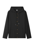 New Fall Winter Men'S Cardigan Hoodie - Button-Front Sporty Casual Sweatshirt, Soft And Comfortable, Versatile Streetwear Gentleman Top Winter Clothes for Men - Black