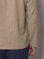 Men'S Asymmetrical Lapel Henley Long Sleeve Shirt, Stand Collar Button-Up Retro Casual Commute Top, Men'S Henley Shirt - Khaki