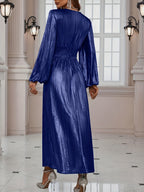 Cat Ears" Women's Fashion V-Neck Long Split Dress - Blue