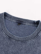 Spring Summer Fall New 240G Heavyweight Denim Washed T-Shirt Pocket Style Short Sleeve Loose American Vintage Trendy Brand Short Sleeve T-Shirt Men'S T-Shirt - Light Blue