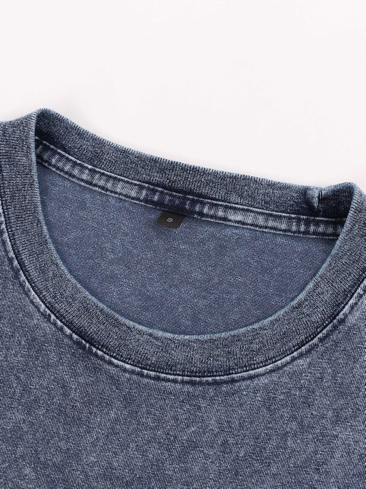 Spring Summer Fall New 240G Heavyweight Denim Washed T-Shirt Pocket Style Short Sleeve Loose American Vintage Trendy Brand Short Sleeve T-Shirt Men'S T-Shirt - Light Blue