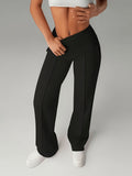 Plus Size, Women's Casual Pants with Pockets, High-waisted Stretch Pants. Suitable for All Seasons, These Women's Long Pants Are Perfect for Both Home and Outdoor Wear - Black