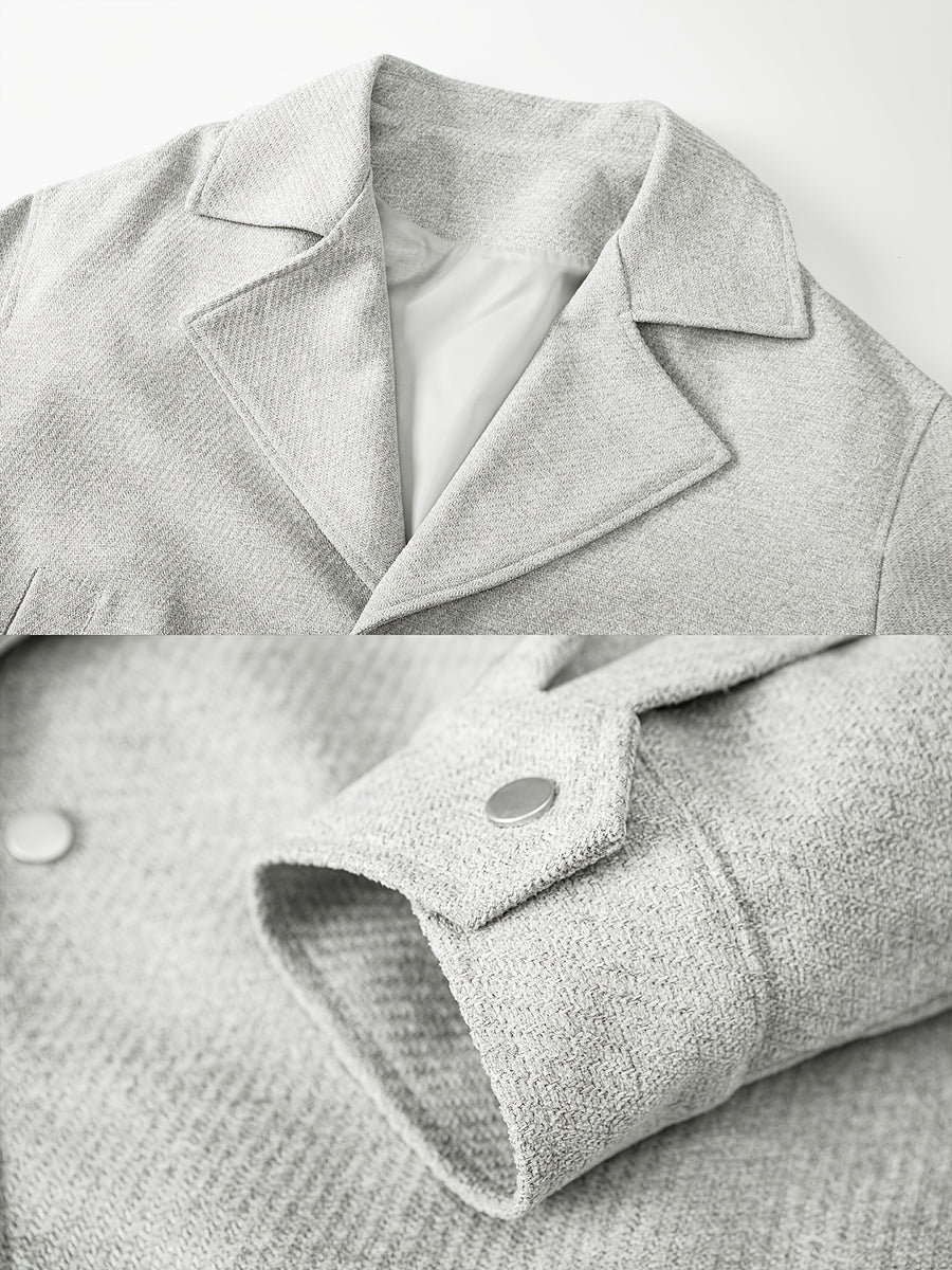 Men's Light Luxury Lapel Button-Front Cardigan Jacket - Loose Fit Blazer Coat with Lapel Collar & Button Closure, Machine Washable Suitable for Business Casual, Office Wear, Daily Use, Outdoor Events - Solid Color Outerwear - Off-white