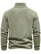 Autumn-Winter Plush Top Half-Zip Sweatshirt Trendy Warm Clothing - Mint Green