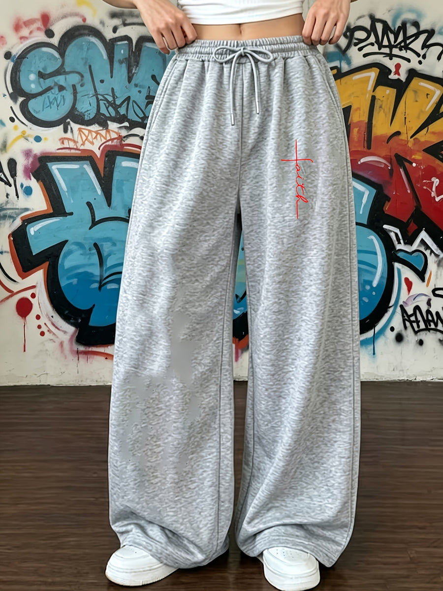 Women'S High-Waist Elastic Cinchable Retro Straight-Leg Pants, Loose Cut, Suitable for Street Casual, Daily Exercise, Fitness Training, And Athletic Wear - Light Gray 1