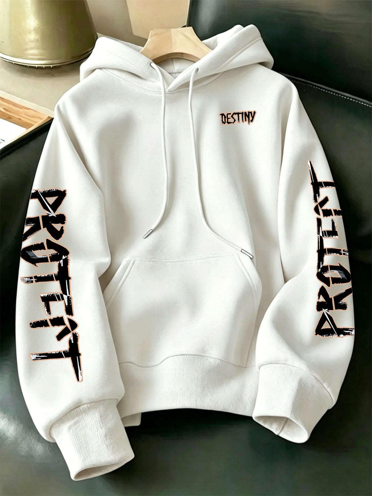 Limited-Time Special Offer: Single-pc Unisex Black Knitted Hooded Sweatshirt with Anime Boy Portrait Graffiti and English Print, Trendy Cool Anime-Style Loose Drop-Shoulder Hoodie for Spring/Autumn, Casual Wear for Outings and Gatherings - White