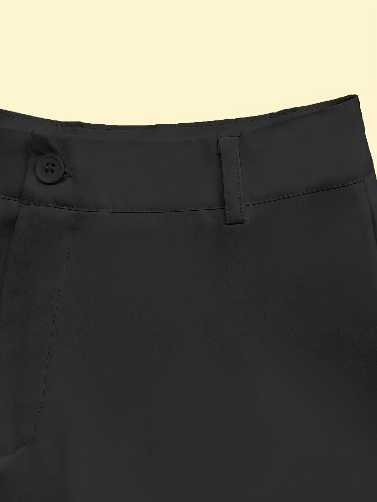Women's High-Waisted Shorts - Non-Stretch Structured Fabric, Elegant Casual Everyday & Formal Outfits - All-Season Non-Transparent Pants for Women, Versatile Clothing, Fitted Design, Opaque Material, Summer Fashion, Classic Style, Durable Construction - Black