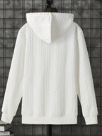 1 Men's Casual Thick Knit Hooded Shirt | High-End Soft Texture Skin-Friendly Fabric | Full Zipper Closure Design | Ribbed Cuffs | Geometric Pattern Jacquard Texture | Loose and Comfortable Fit | Soft, Skin-Friendly, Comfortable, and Warm | for Indoor - Pure White