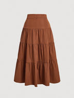 Women'S Solid High-Waist Half Skirt - Loess Ochre