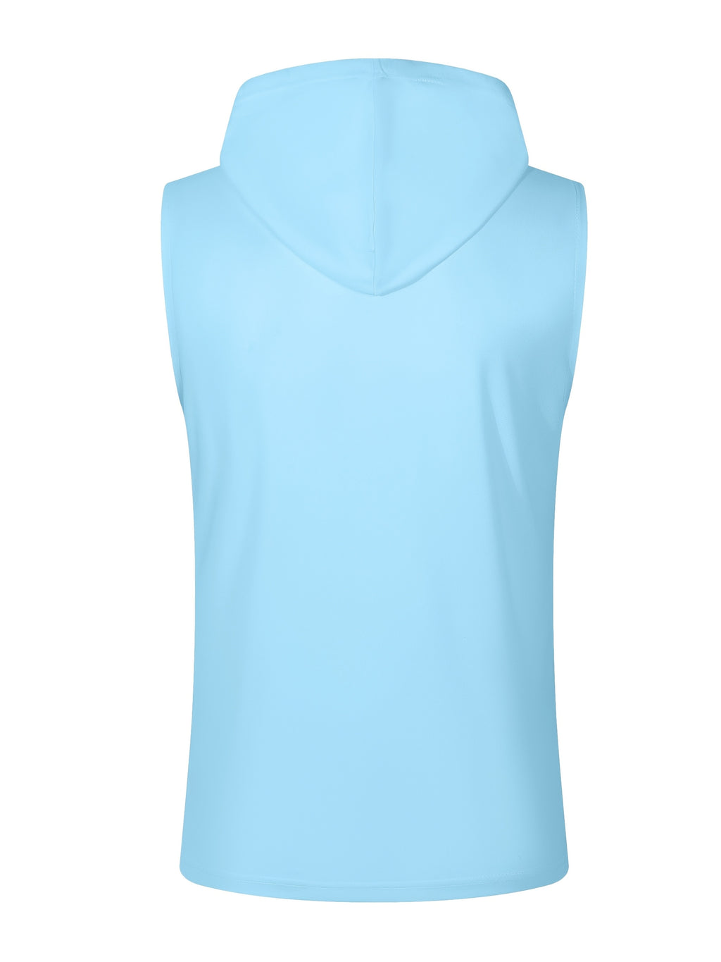 Men's Sleeveless Hooded Henley Shirt - Lightweight, Breathable Polyester | Summer Casual & Sporty Top with Button Detail | Machine Washable - Light Blue