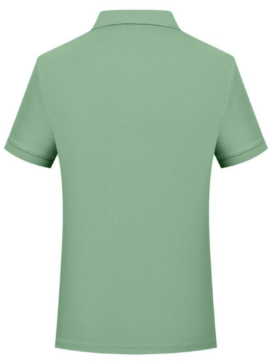 P176# Men'S Short Sleeve Polo Shirt with Black Horse Graphic Print, Outdoor Casual Breathable Top, Button-Up Collar, Golf Apparel, Inner And Outer Wear, Skin-Friendly Fabric, Men'S Fashion T-Shirt - Pea Green Color