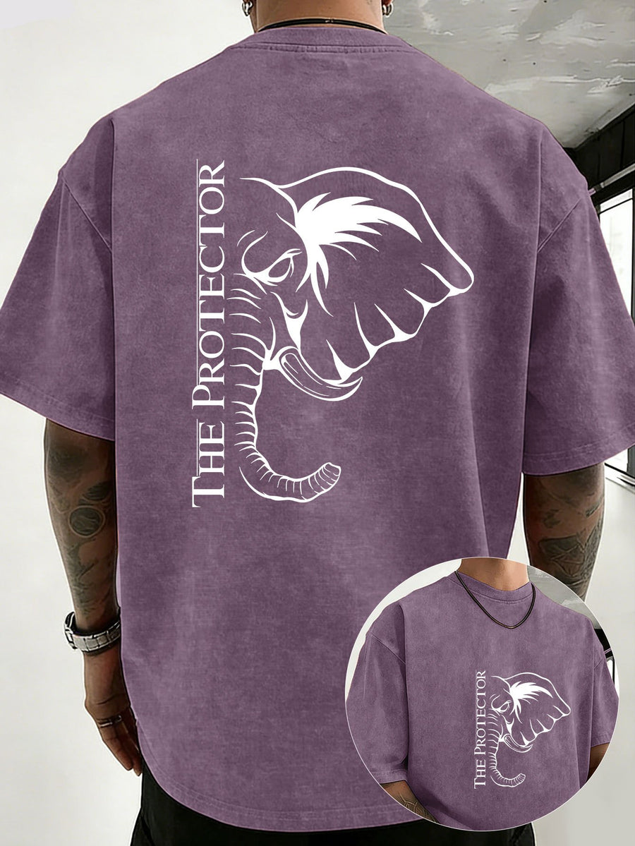 2026 Back-To-School Trendy T-Shirt Unisex, Washed Distressed Loose Fit, Double-Sided Print, Breathable And Sweat-Absorbent, Campus Outdoor Sports Loose Short Sleeve, Sweat-Resistant - Purple