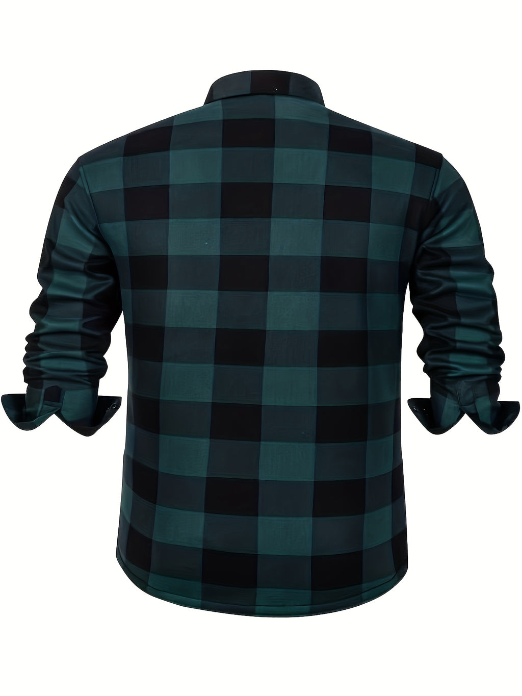 Autumn/Winter Plaid Flannel Shirt for Men, -Lined, Thickened, Warm, Long-Sleeve Workwear Jacket, Casual Top, New Season - Green