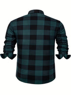 Autumn/Winter Plaid Flannel Shirt for Men, -Lined, Thickened, Warm, Long-Sleeve Workwear Jacket, Casual Top, New Season - Green