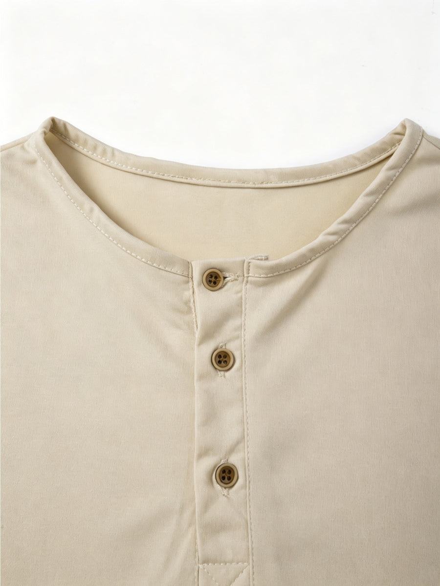 Men'S Classic Retro Henley Long Sleeve T-Shirt 5pcs, American Casual Solid Color Half-Button Up Top, Spring Fall Winter Men'S Comfortable Versatile Base Layer 5pcs, Suitable for Commuting, Business, Casual, Outdoor Activities, Travel - Green+Khaki+Blue+Dark Gray+Jujube Red