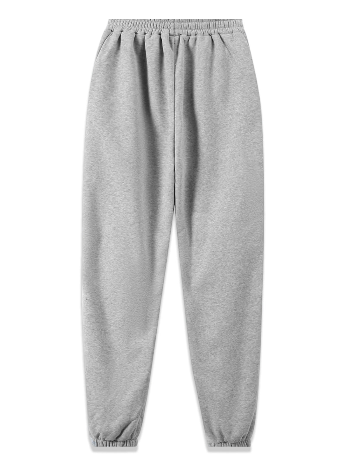 Women'S Drawstring Ankle-Cinching Sweatpants GK Letter Hot-Stamped Textured Striped Printed Casual Jogging Trousers - Light Grey