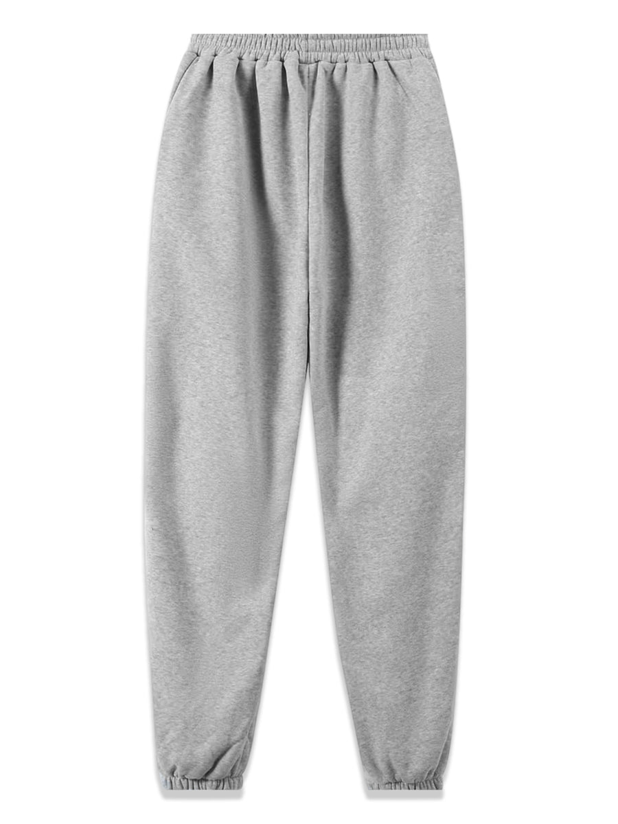 Women'S Drawstring Ankle-Cinching Sweatpants GK Letter Hot-Stamped Textured Striped Printed Casual Jogging Trousers - Light Grey