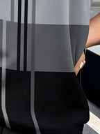 Women'S Summer Fashion Round Neck T-Shirt with Textured Geometric Short Sleeves, Color Block, Line Pattern, Vintage Style Casual Top - Mix 8