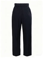 Navy Suit Wide-Leg Pants High Waist Drape Commute OL Style Loose Floor-Length Trousers (No Belt) - Black