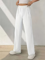 Air Layer Wide-Leg Pants Women'S 2025 Summer Thin New Small Size Casual Straight-Leg Drape Suit Pants - White