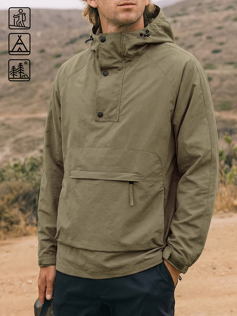 Men'S Spring Autumn Outdoor Casual Hooded Jacket - Khaki