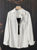 Women's Striped Long-Sleeve Shirt for Spring/Summer - White