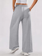 Women's High-Waist Wide-Leg Pants - Loose-Fit Trousers with Pockets, Straight-Leg Sweatpants Suitable for Spring Summer Fall, Casual Y Casual Attire, Machine Washable Wide-Leg for Workouts & Daily Outfits - Grey