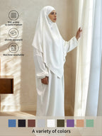 2pcs Easy Solid Abayas, Dignified Long-Sleeved Dresses, Asian Women'S Size Clothing, Elegant And Suitable for Gifting During Ramadan - White
